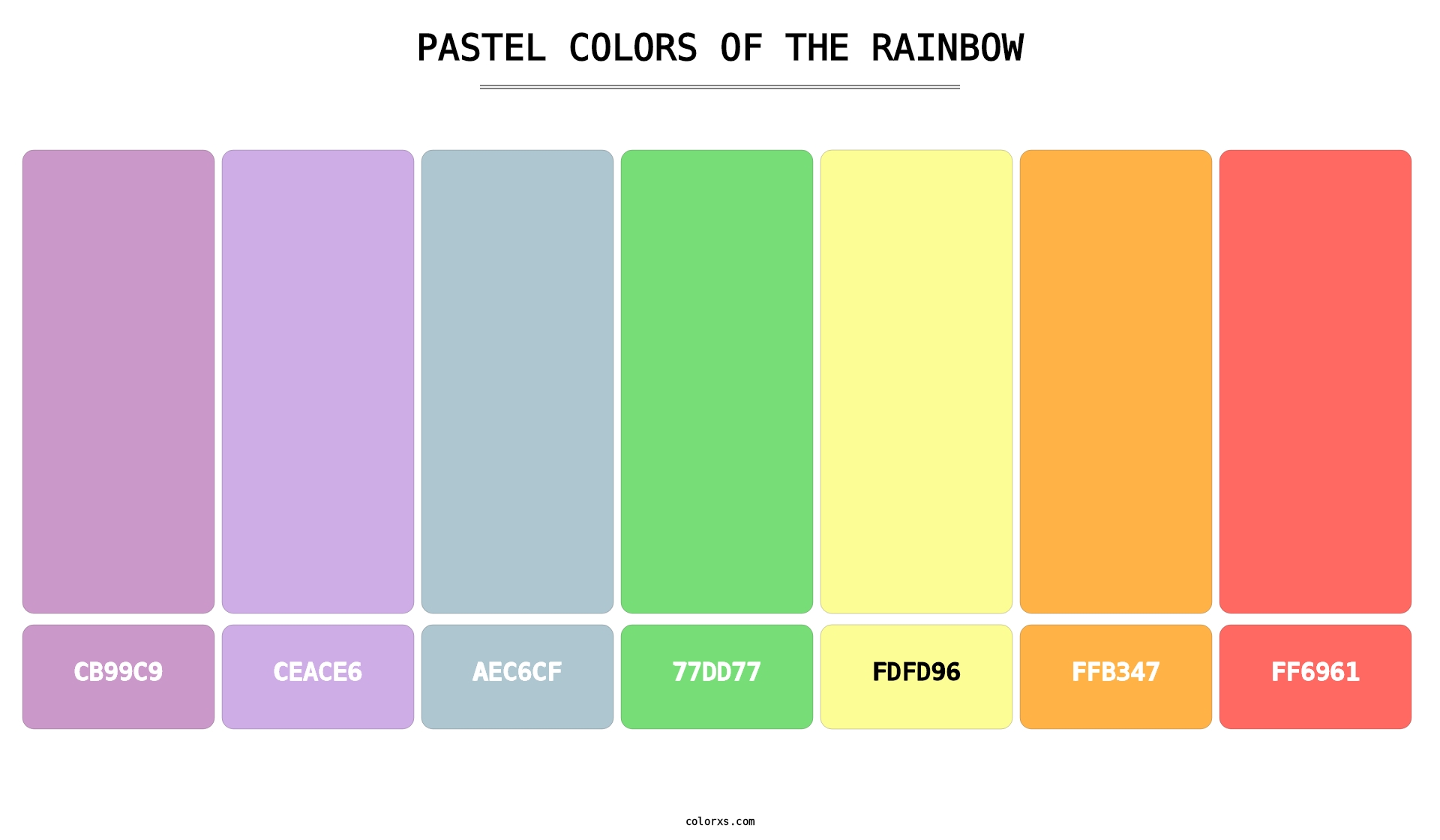 Pastel colors of the rainbow