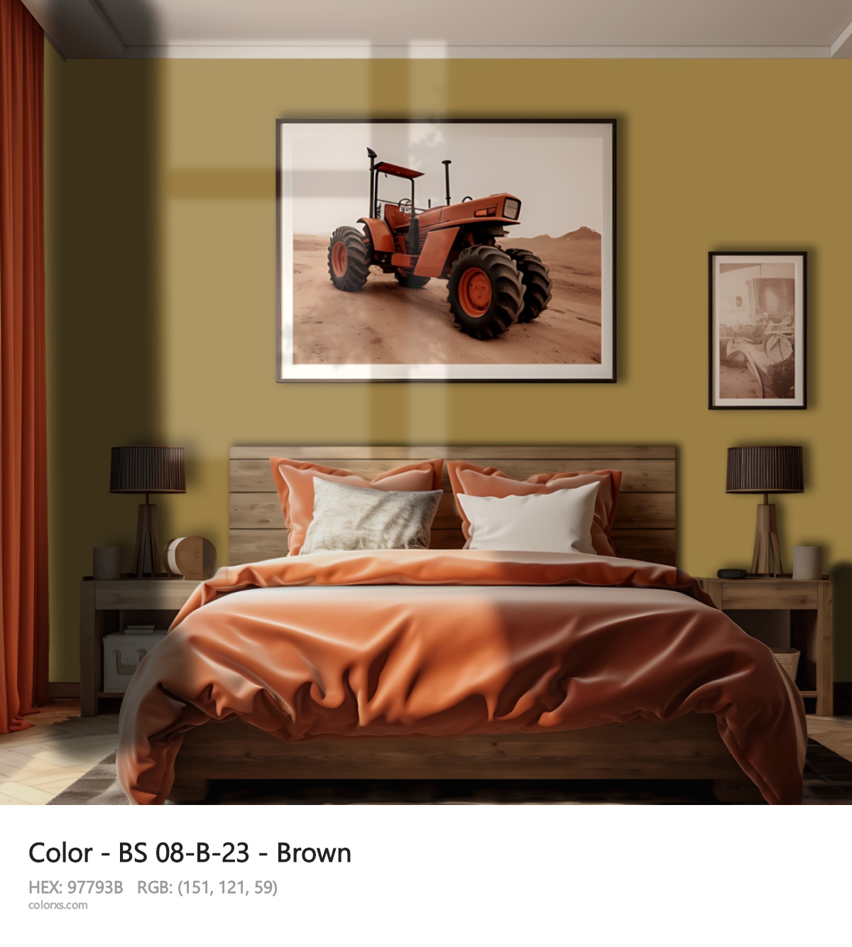 BS 08-B-23 - Brown CMS vintage style bedroom interior