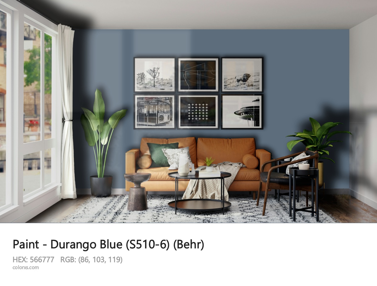 Behr Durango Blue (S510-6) Paint modern minimalist living room interior