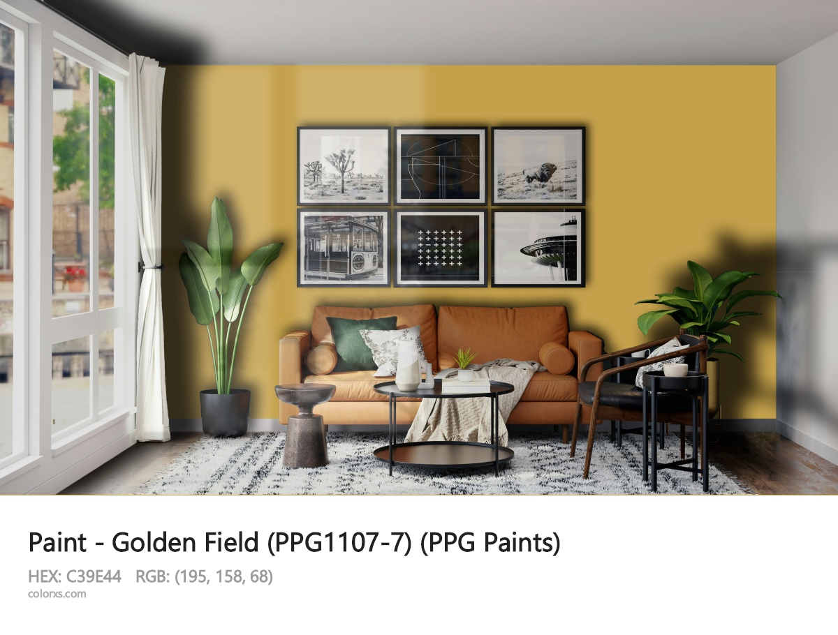 PPG Paints Golden Field (PPG1107-7) Paint modern minimalist living room interior