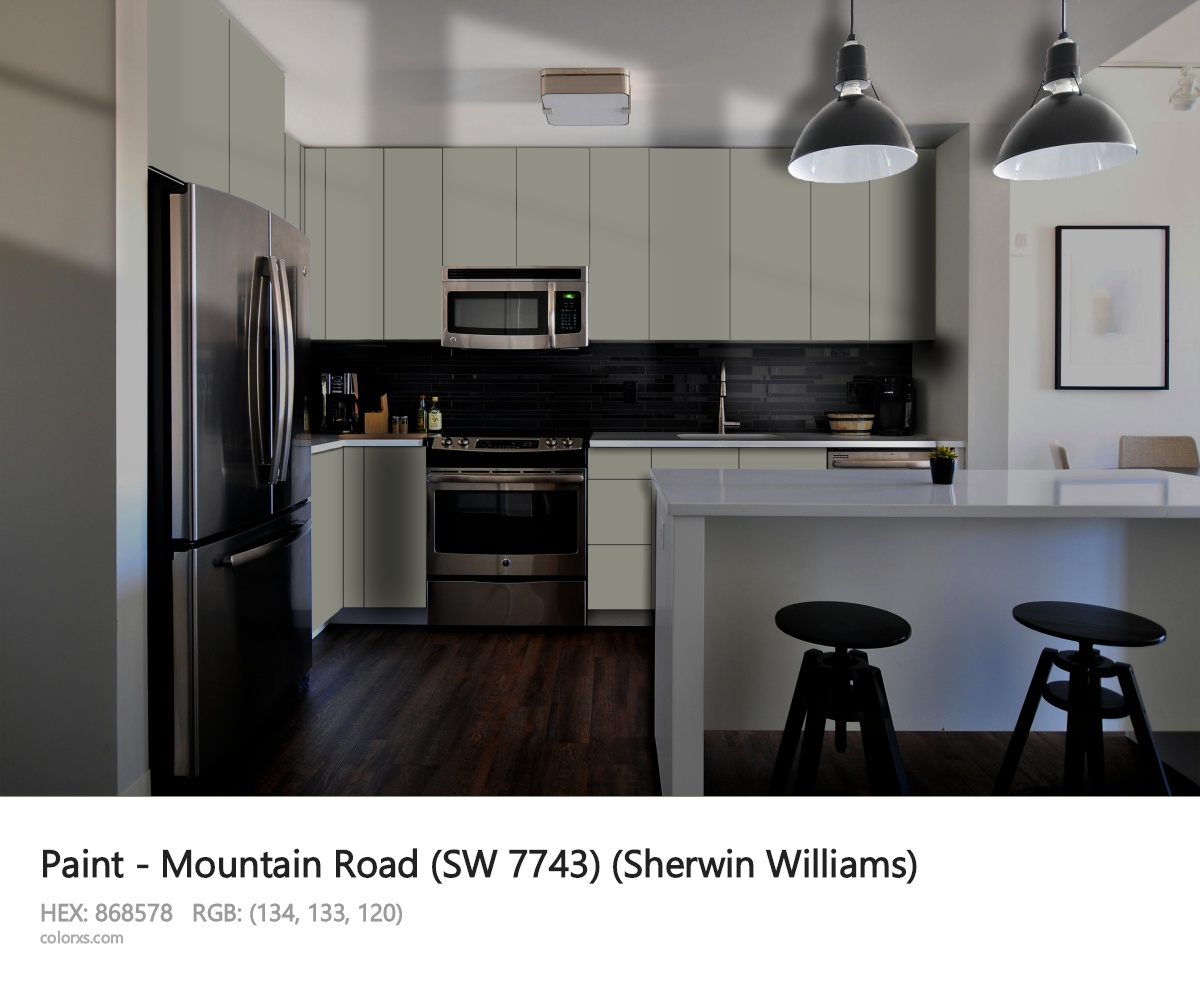 Sherwin Williams Mountain Road (SW 7743) Paint modular kitchen design