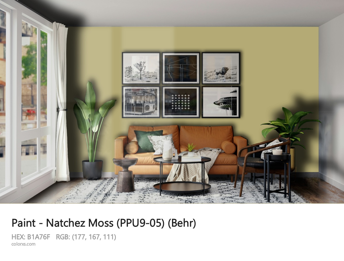 Behr Natchez Moss (PPU9-05) Paint modern minimalist living room interior