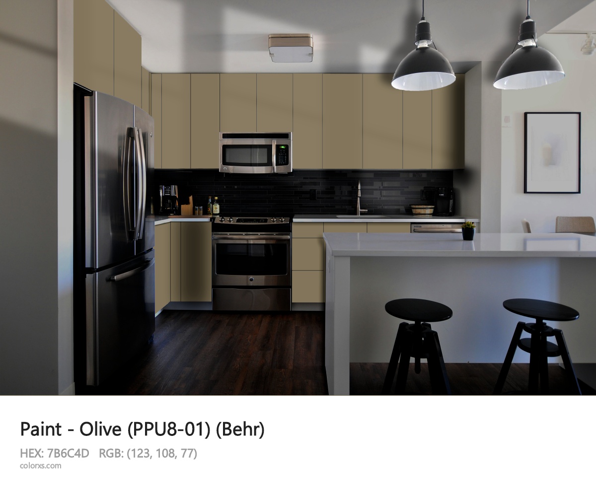 Behr Olive (PPU8-01) Paint modular kitchen design