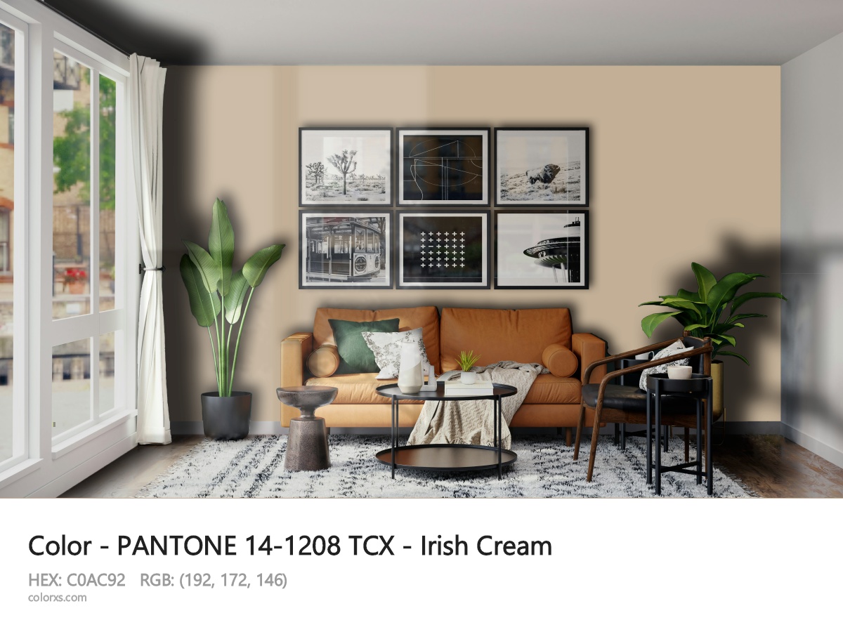 About PANTONE 14-1208 TCX - Irish Cream color - its meaning and example