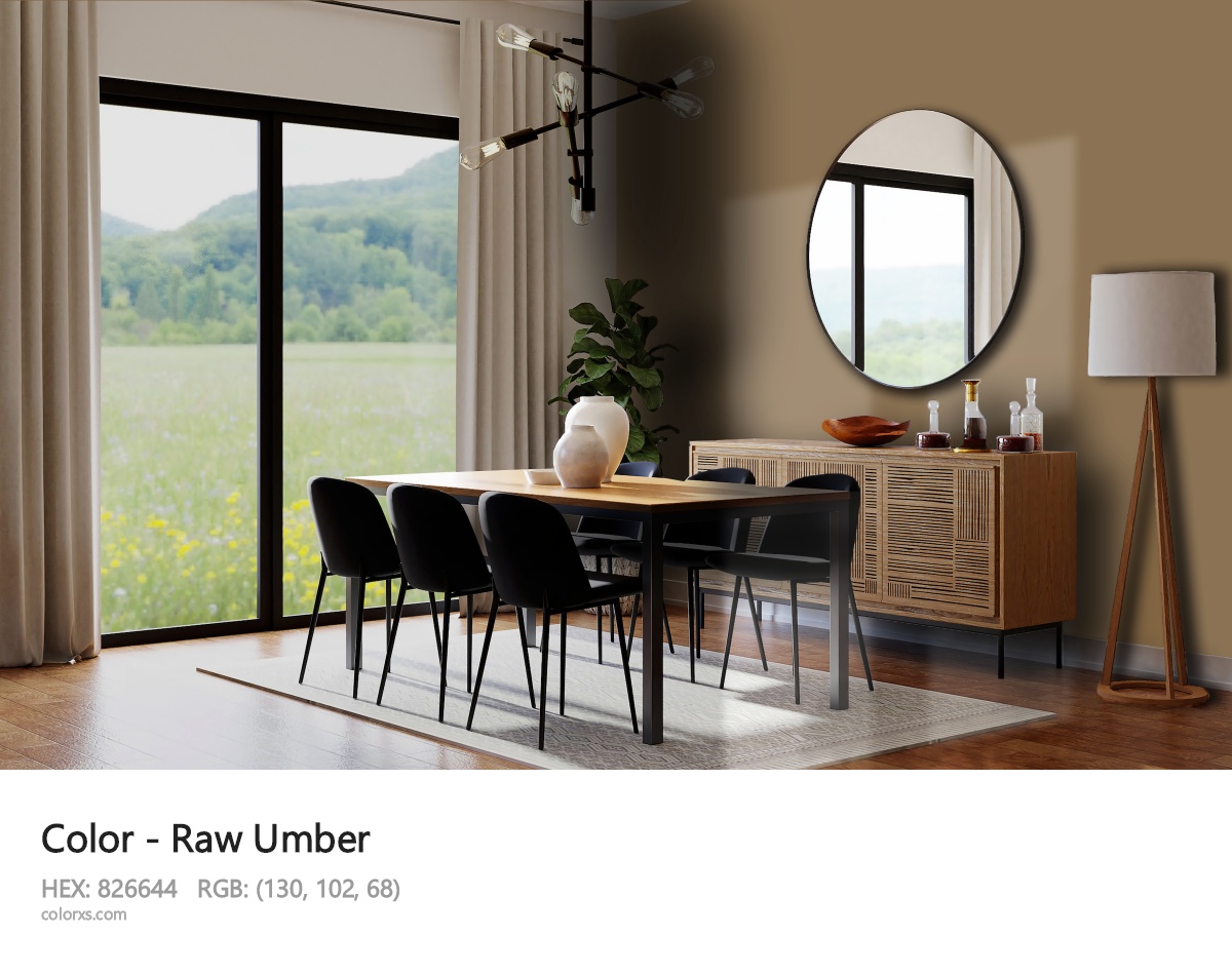 Raw Umber Color dining room design