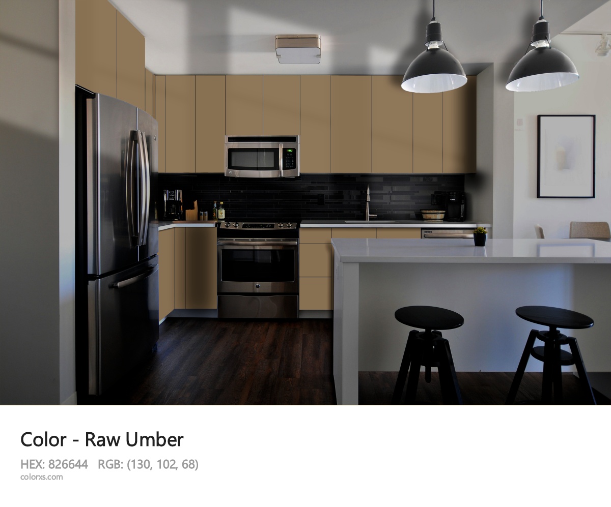 Raw Umber Color modular kitchen design