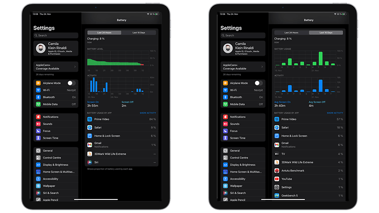 Apple iPad 10 (2022), battery usage