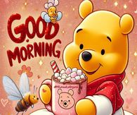 Winnie The Pooh With Hot Cocoa - Good Morning