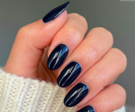 Navy Glossy Nails