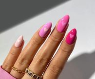 Multi Pink Heart Nails