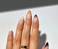 Shades Of Brown Neutral Heart Tip Nails