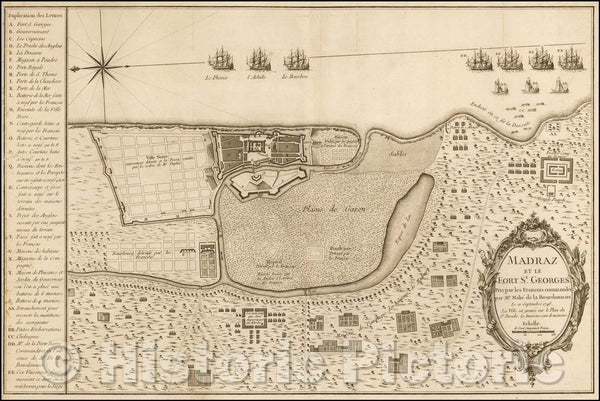 Historic Map - Madraz det le Fort St. Georges Pris par les Francois co ...