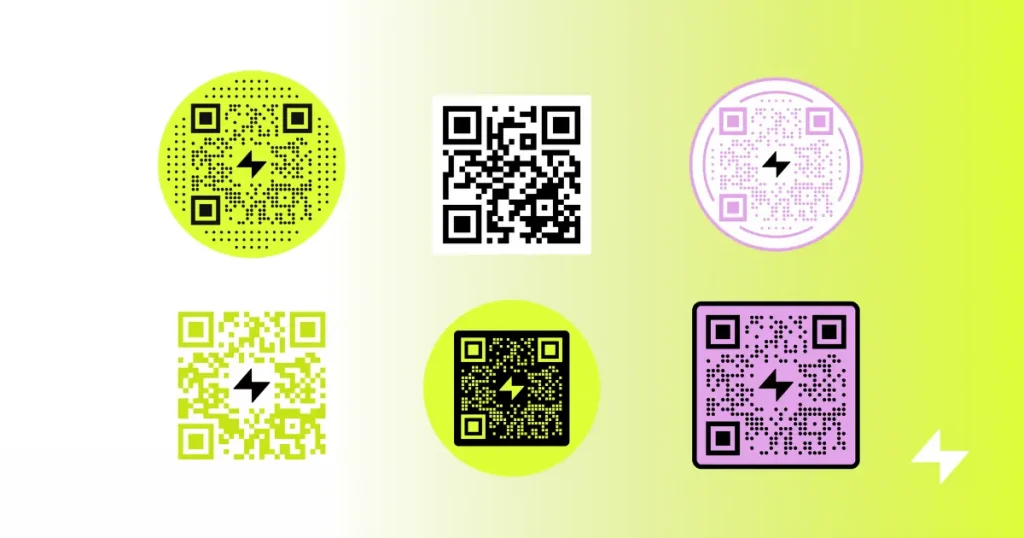 mehrere Design-Beispiele für QR-Codes