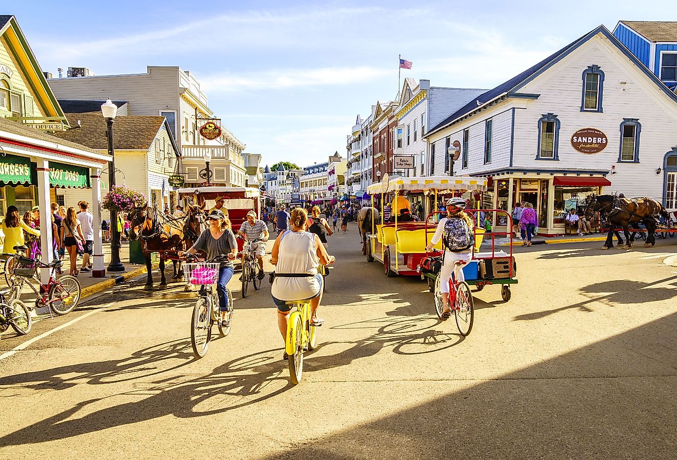 Vacationers on Market Street in Mackinac Island. Image credit Alexey Stiop via Shutterstock.com