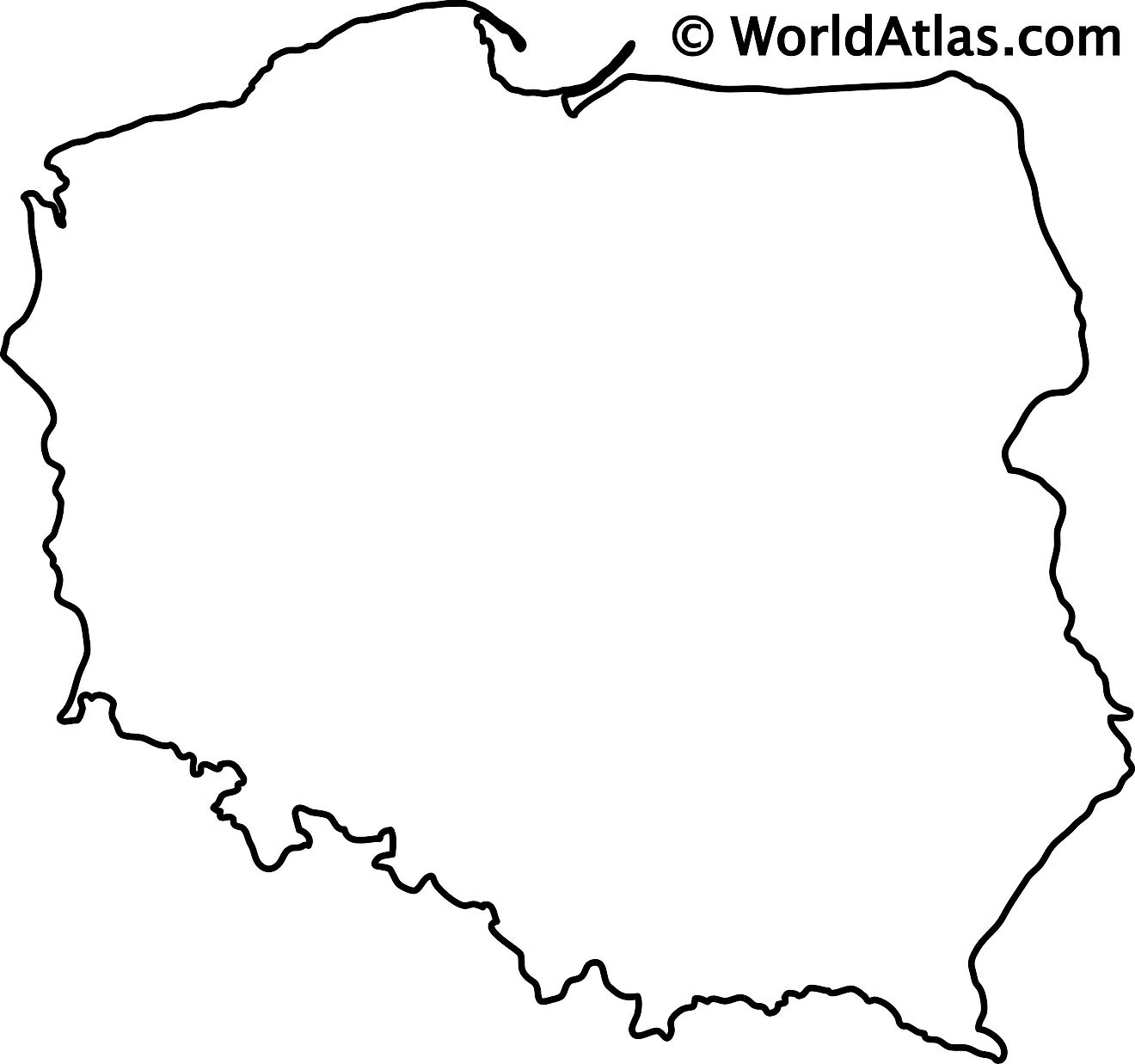 Blank Outline Map of Poland