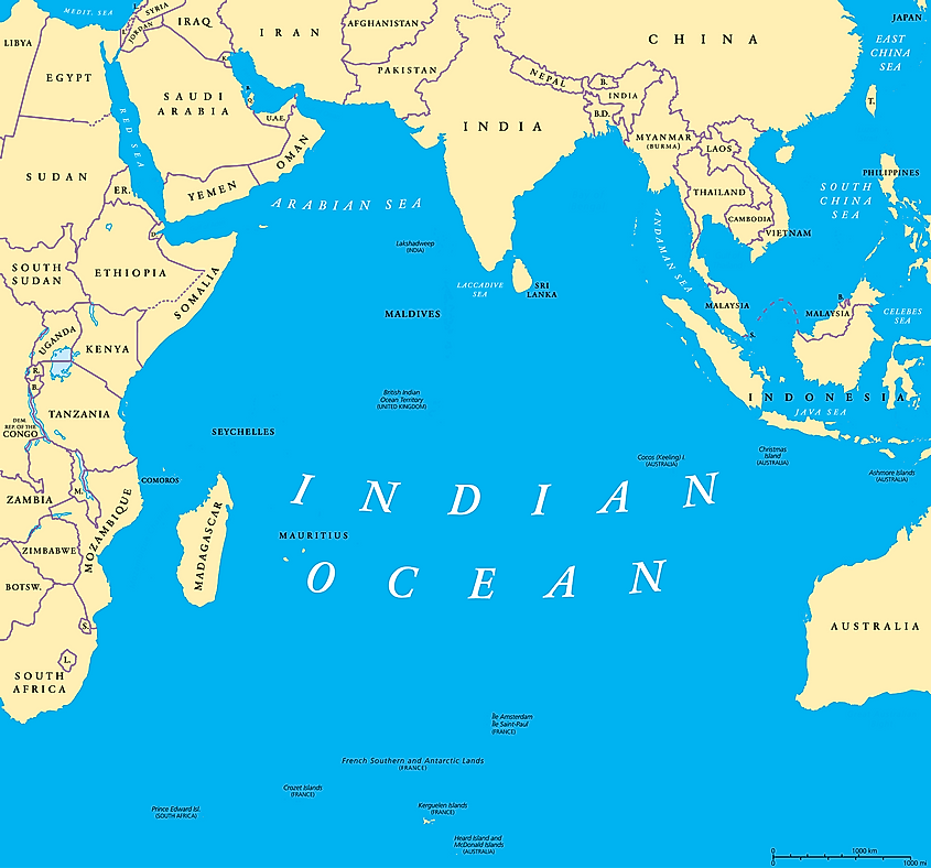 World Map Indian Ocean Islands - Wayne Baisey