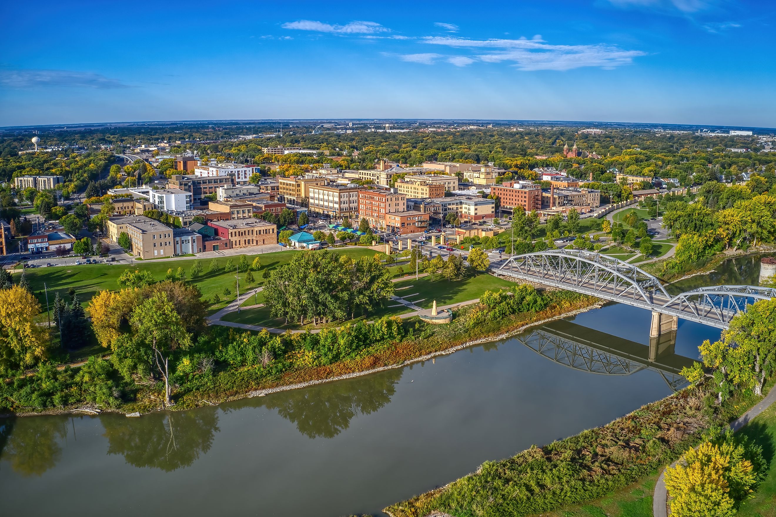 Aerial View of Grand Forks, North Dakota in Autumn