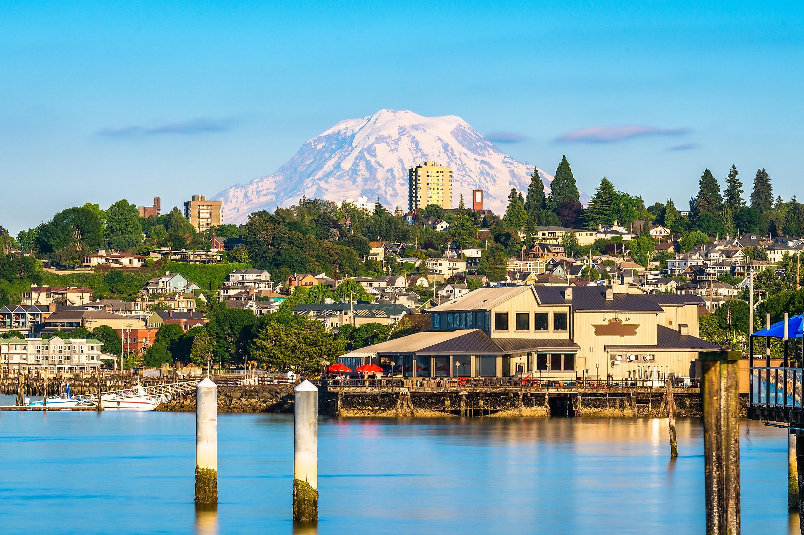 View of Mt. Rainier from Tacoma, Washington.