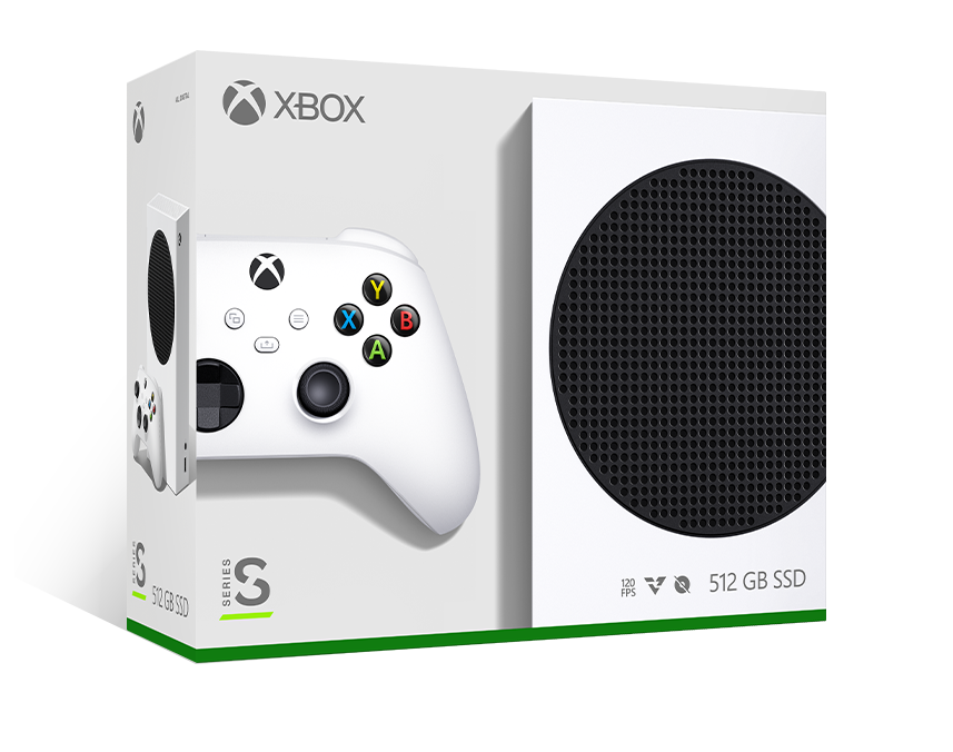 Verpackung der Xbox Series S – 512 GB Robot White mit Xbox Wireless Controller – Robot White