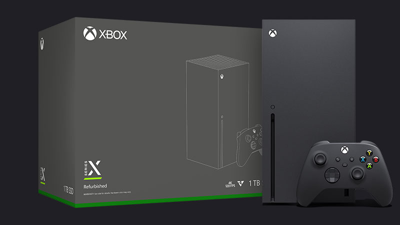 Eine generalüberholte Xbox Series X-Konsole und Controller