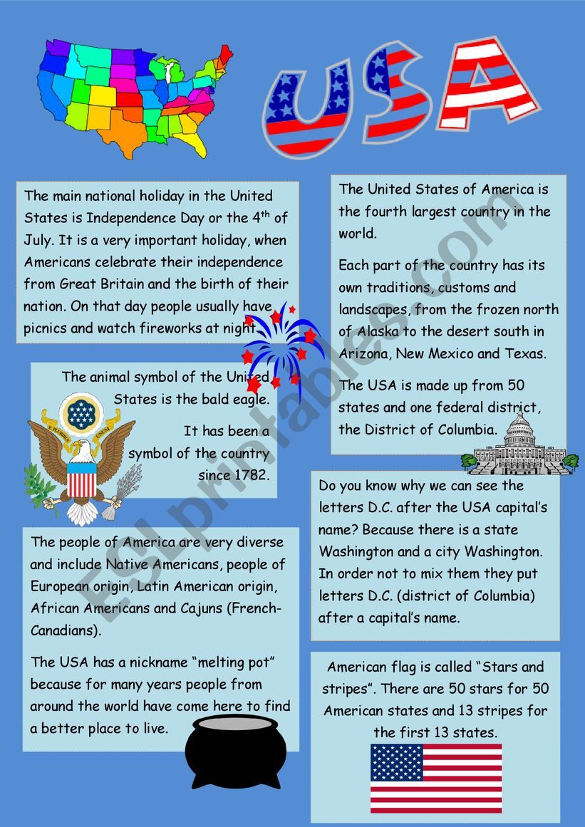 USA - facts worksheet