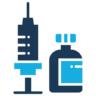 Spritze, Flasche, Medizin, Medikament, Impfstoff Symbol