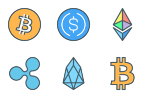 Crypto coins colored 