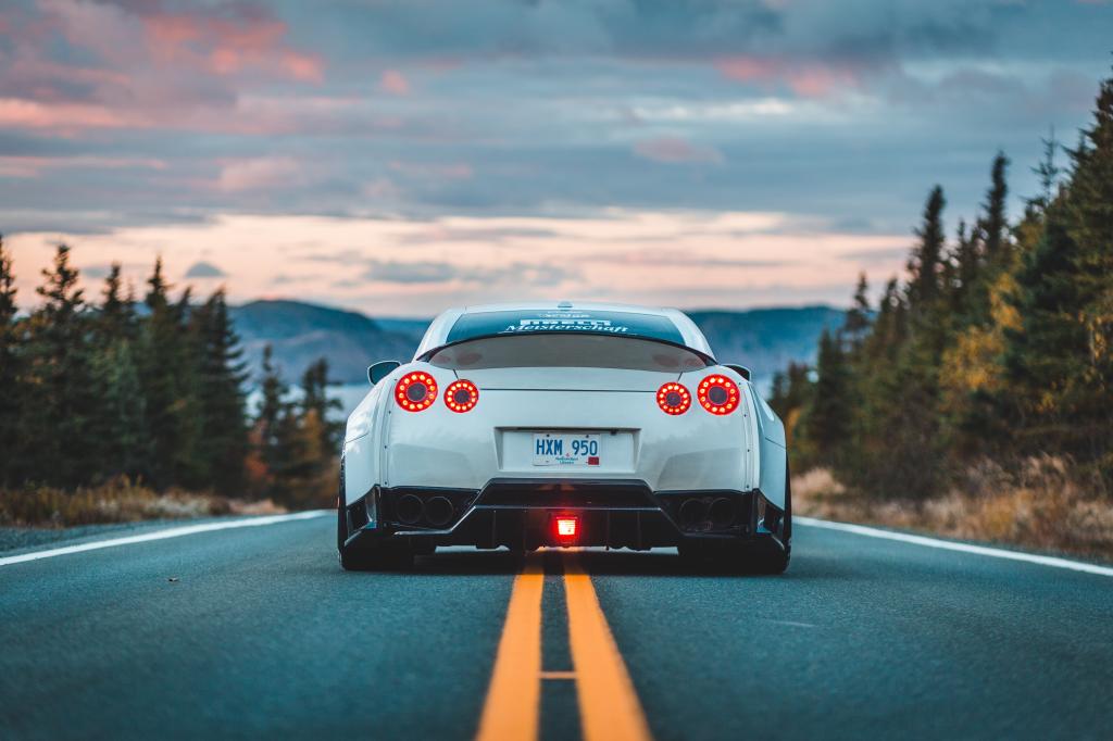 نيسان GT-R، نيسان، سيارة، المنظر الخلفي، بمناسبة، شارع، الأسفلت