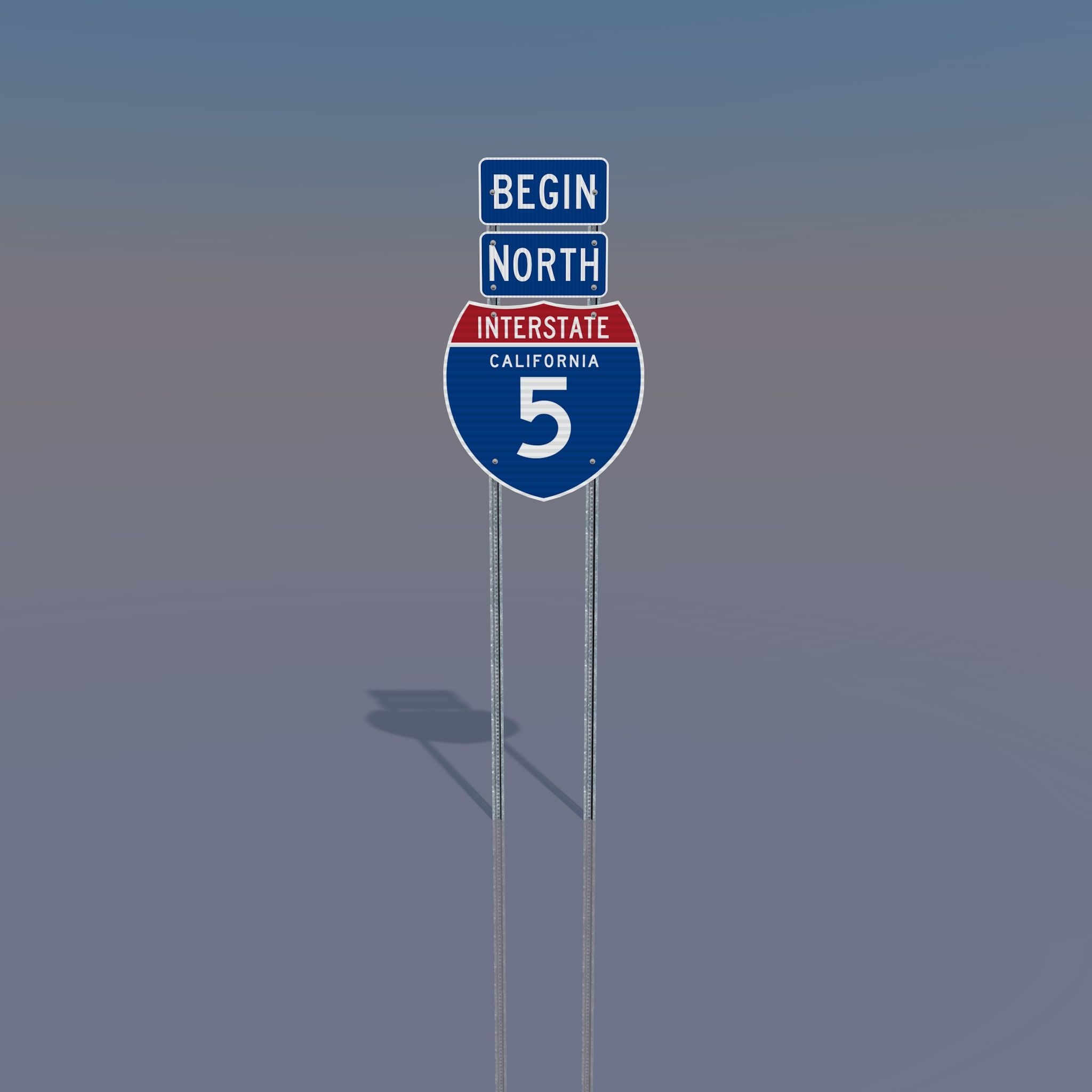 3D California Interstate 5 Zeichen 3d model