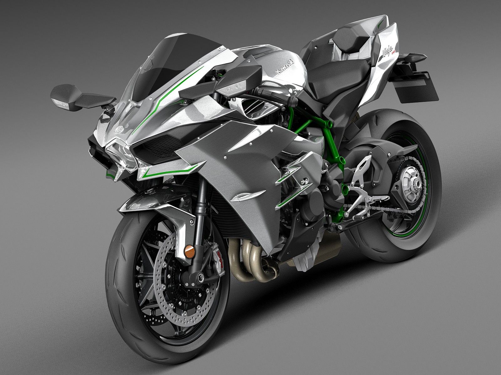 Kawasaki Ninja H2R 2015 royalty-free 3d model - Preview no. 1