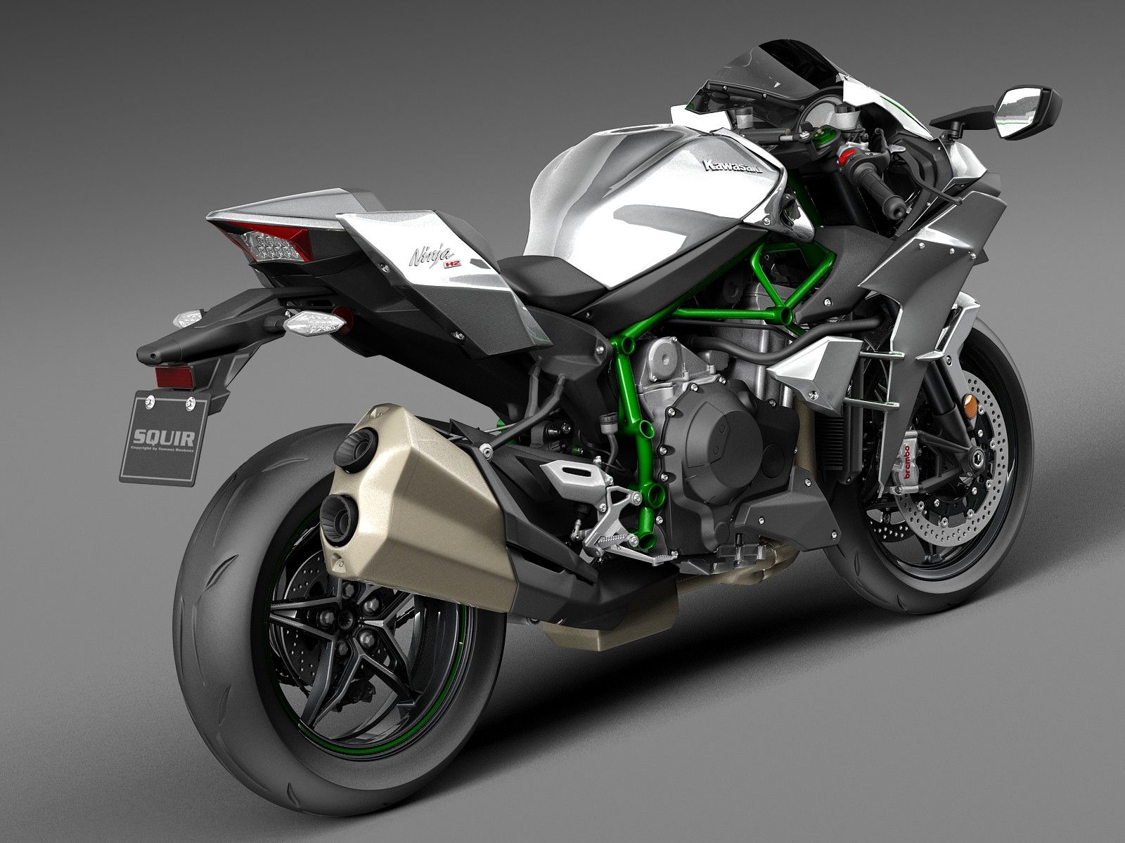 Kawasaki Ninja H2R 2015 royalty-free 3d model - Preview no. 5