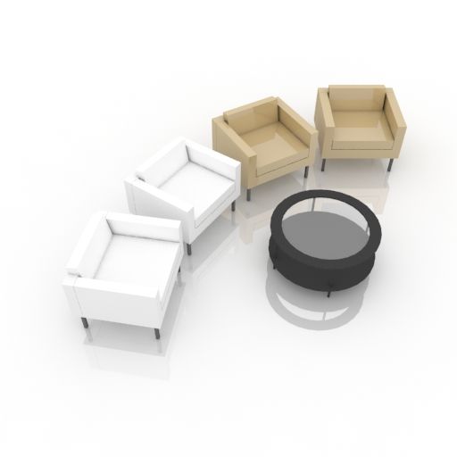 Sofa und runder Tisch 3d model