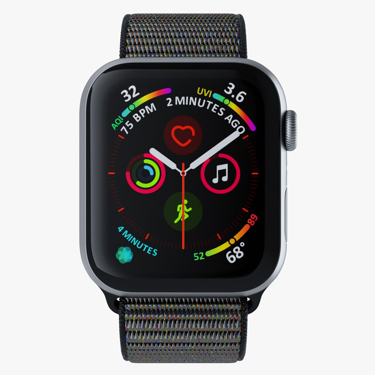 Apple Watch mit Seashell Sport Loop Schwarz 3D-Modell 3d model