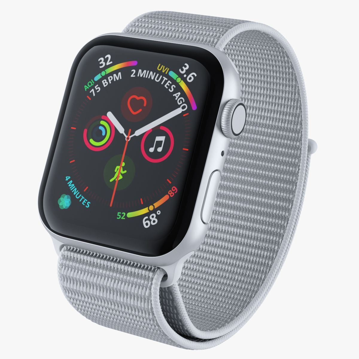 Weiße Apple Watch mit Seashell Sport Loop 3d model