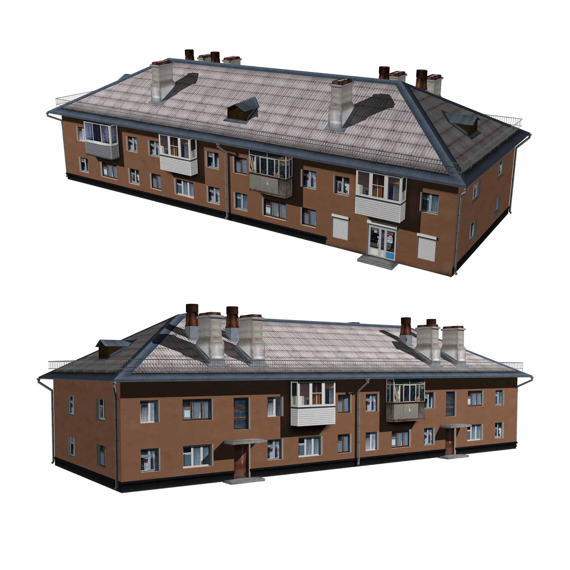 Wohngebäude mit Laden 3d model