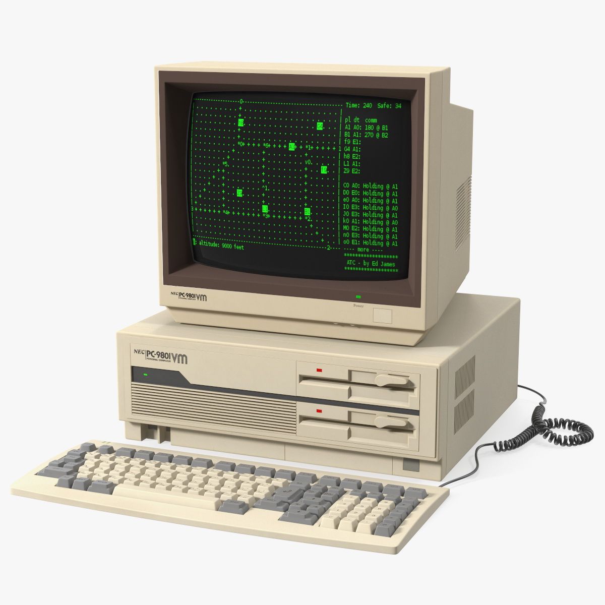 Japanischer Retro-Personalcomputer Nec PC 98 3d model