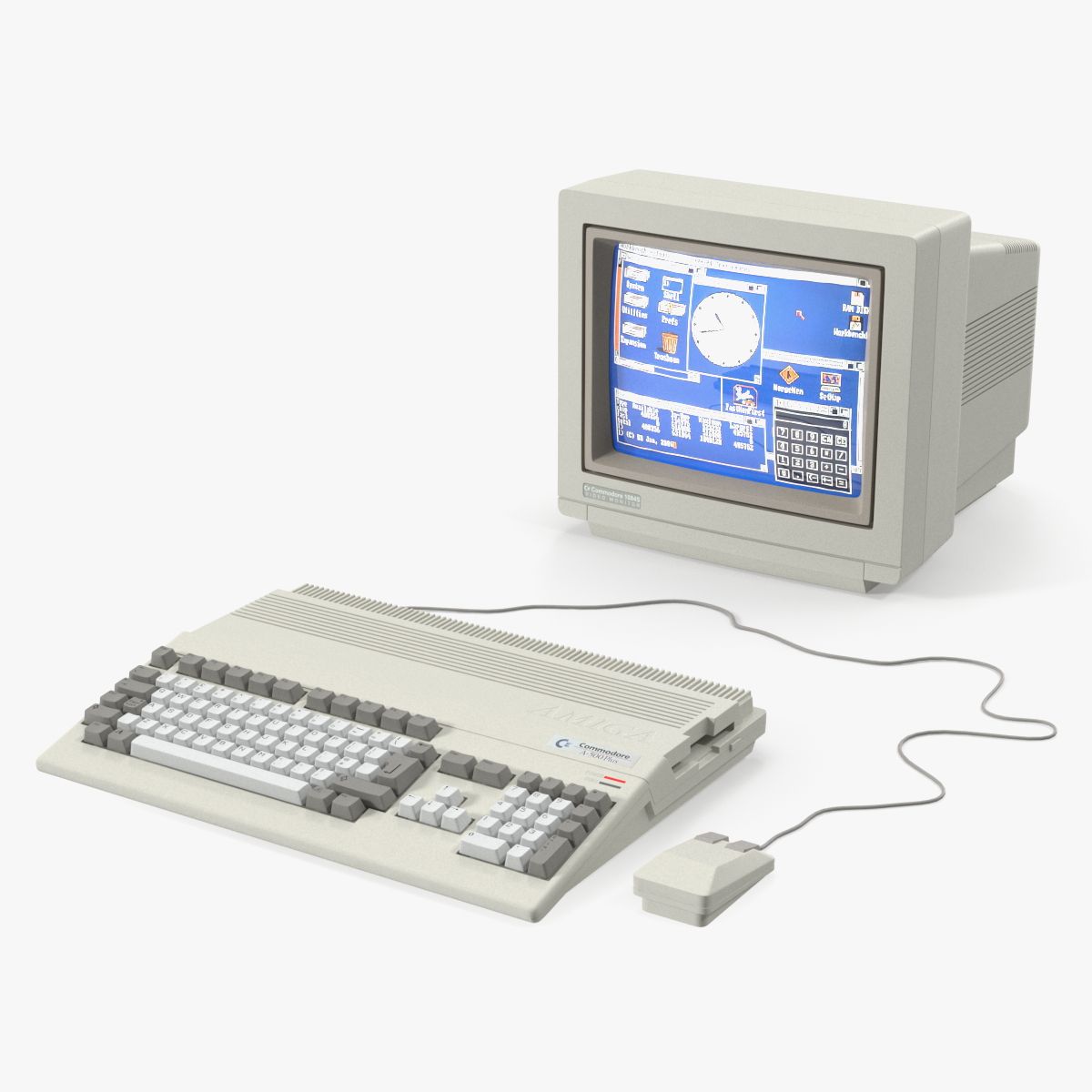 Commodore Amiga 500 Computer mit Monitor 3d model