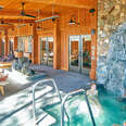 hotel lodge spa tub and waterfall in yosemite national park