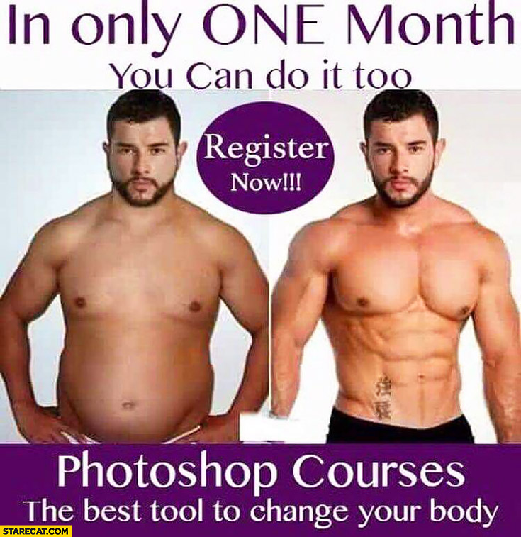 In only one month you can do it – perfect body. Photoshop courses – best tool to change your body