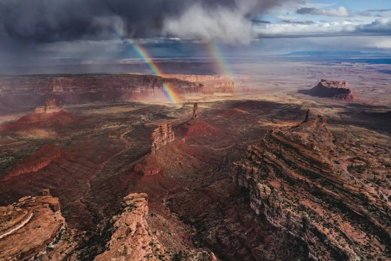 Rainbow over stunning landscape