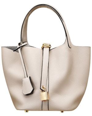 Adele Berto Leather Tote Bag - Natural