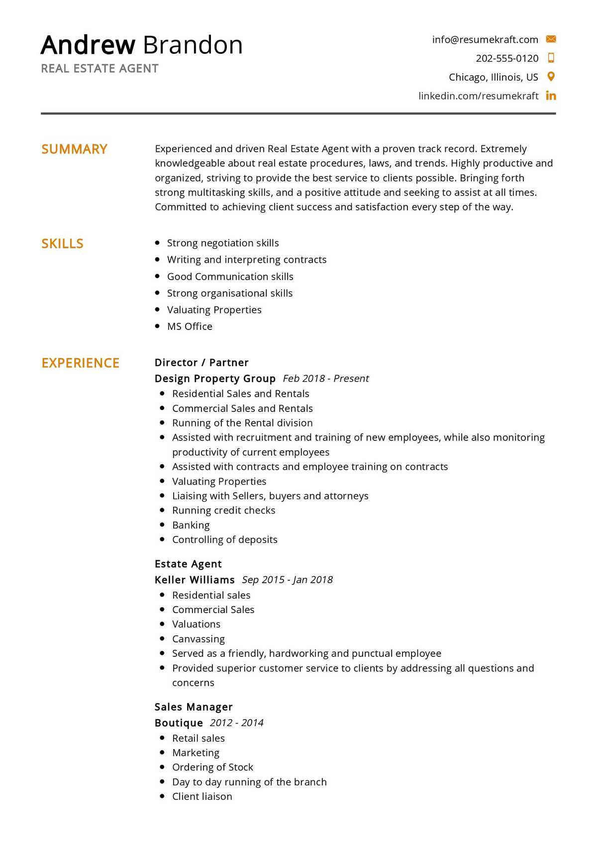 Real Estate Agent Resume Sample in 2024 - ResumeKraft