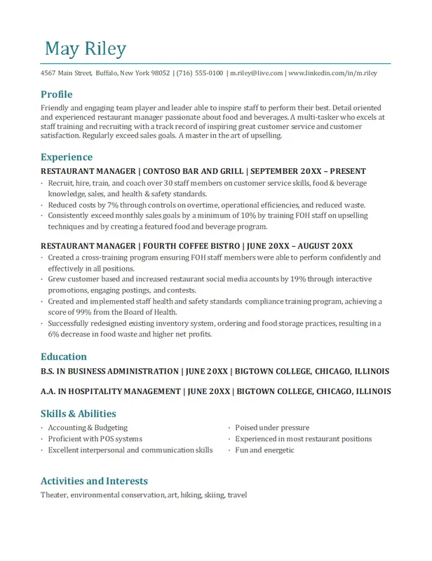 Industry manager resume blue modern-simple