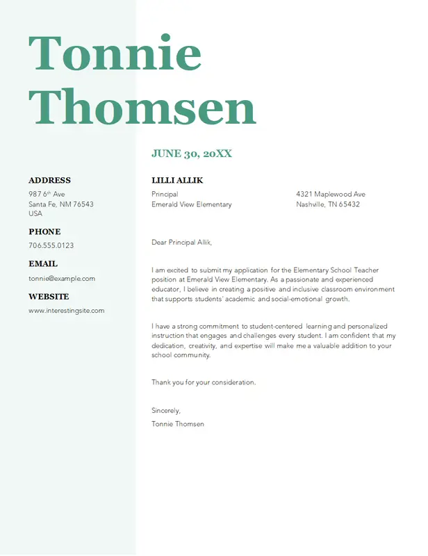 Stylish teaching cover letter red modern-simple