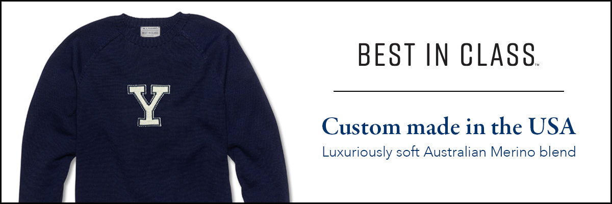 Yale Navy Blue and Ivory Letter Sweater by M.LaHart