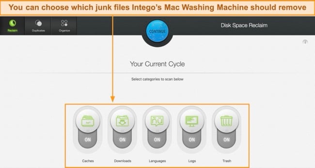 Screenshot of Intego's Washing Machine Reclaim mode