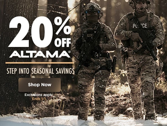 step into seasonal savings. 20% off altama. exclusions apply. ends 1/1.