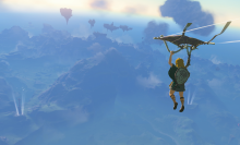 Link paragliding in Zelda Tears of the Kingdom