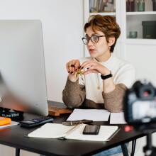 Woman looking at screen