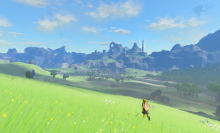 Link running in a field in Zelda Tears of the Kingdom